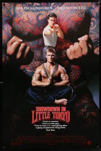 2m678 SHOWDOWN IN LITTLE TOKYO DS 1sh '91 Dolph Lundgren, Brandon Lee, kung fu!