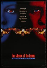2m684 SILENCE OF THE LAMBS style C teaser DS 1sh '90 Foster & Hopkins both w/ moths over mouths!