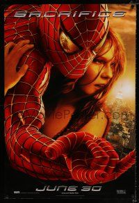 2m714 SPIDER-MAN 2 teaser DS 1sh '04 cool image of Tobey Maguire & Kirsten Dunst, sacrifice!
