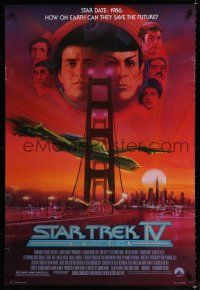2m724 STAR TREK IV 1sh '86 art of Leonard Nimoy, Shatner & Klingon Bird-of-Prey by Bob Peak!