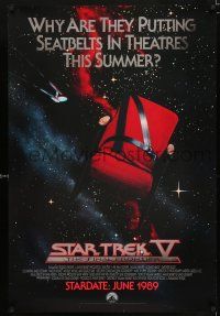 2m726 STAR TREK V foil advance 1sh '89 The Final Frontier, theater chair with seatbelt in space!