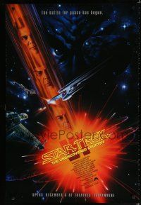 2m727 STAR TREK VI advance 1sh '91 William Shatner, Leonard Nimoy, art by John Alvin!
