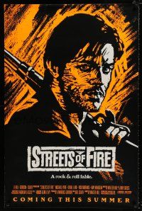 2m738 STREETS OF FIRE advance 1sh '84 Walter Hill, Michael Pare, cool dayglo art!