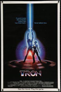 2m782 TRON 1sh '82 Walt Disney sci-fi, Jeff Bridges in a computer, see the movie, play the game!