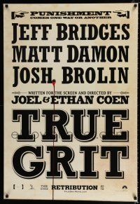 2m785 TRUE GRIT teaser DS 1sh '10 Jeff Bridges, Matt Damon, cool wanted poster design!