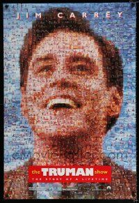 2m789 TRUMAN SHOW teaser DS 1sh '98 really cool mosaic art of Jim Carrey, Peter Weir