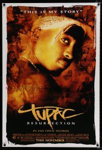2m791 TUPAC: RESURRECTION advance 1sh '03 Shakur, most beloved hip-hop MC of all time!