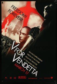2m805 V FOR VENDETTA teaser 1sh '05 Wachowski Bros, bald Natalie Portman, Hugo Weaving!