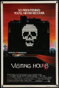 2m810 VISITING HOURS revised 1sh '82 William Shatner, Lee Grant, cool skull in hospital horror art!