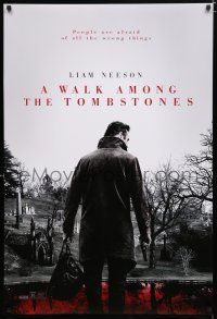 2m811 WALK AMONG THE TOMBSTONES teaser DS 1sh '14 Liam Neeson in graveyard w/gun!