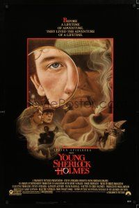 2m855 YOUNG SHERLOCK HOLMES 1sh '85 Steven Spielberg, Nicholas Rowe, really cool detective art!