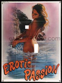 2p479 BLUE PASSION French 1p '70s Erotiko Pathos, c/u of sexy naked Greek girl in the ocean!