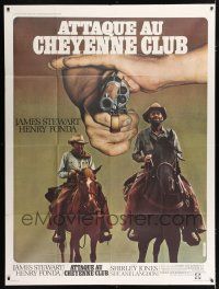 2p511 CHEYENNE SOCIAL CLUB French 1p '70 different image of Jimmy Stewart & Henry Fonda on horses!