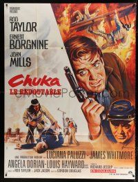 2p515 CHUKA French 1p '67 different art of Rod Taylor, Borgnine & Native Americans by Grinsson!