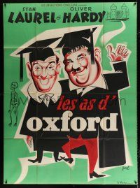 2p516 CHUMP AT OXFORD French 1p R50s different Hurel art of Laurel & Hardy in caps and gowns!