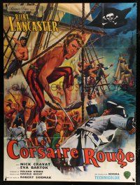 2p537 CRIMSON PIRATE French 1p R60s different art of barechested Burt Lancaster by Jean Mascii!