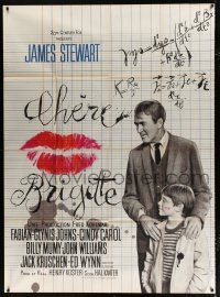 2p552 DEAR BRIGITTE French 1p '65 Jimmy Stewart, great different artwork by C. Broutin!