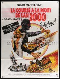 2p555 DEATH RACE 2000 French 1p '76 cool completely different art by Roger Boumendil!