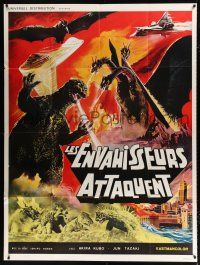 2p558 DESTROY ALL MONSTERS French 1p R70s different art with Godzilla, Ghidorah, Rodan & more!