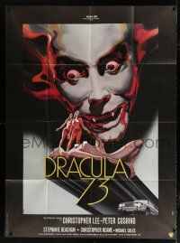 2p577 DRACULA A.D. 1972 French 1p '73 different Landi art of Christopher Lee & sexy naked ladies!