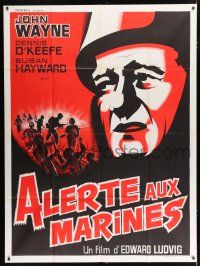 2p604 FIGHTING SEABEES French 1p R60s cool different art of John Wayne in World War II!