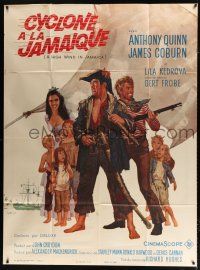 2p669 HIGH WIND IN JAMAICA French 1p '65 Terpning art of pirates Anthony Quinn & James Coburn!