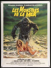 2p681 HUMANOIDS FROM THE DEEP French 1p '80 great art of monster over sexy girl on beach!
