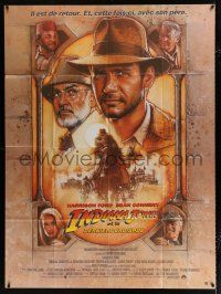 2p691 INDIANA JONES & THE LAST CRUSADE French 1p '89 art of Ford & Sean Connery by Drew Struzan!