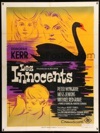 2p692 INNOCENTS French 1p '62 different art of Deborah Kerr & swan, Henry James' classic story!