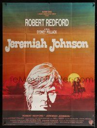 2p698 JEREMIAH JOHNSON French 1p '72 cool artwork of Robert Redford, directed by Sydney Pollack!