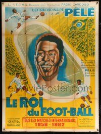 2p712 KING PELE French 1p '62 cool art of the famous soccer/football star over the field!