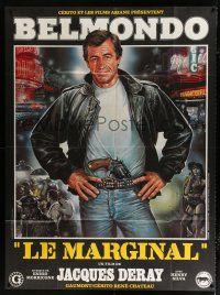 2p732 LE MARGINAL French 1p '83 artwork of tough Jean-Paul Belmondo by Renato Casaro!
