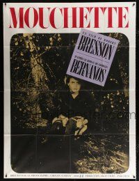 2p790 MOUCHETTE French 1p '67 directed by Robert Bresson, close up of terrified Nadine Nortier!