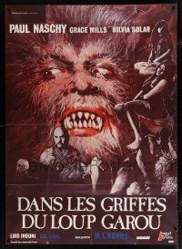 2p803 NIGHT OF THE HOWLING BEAST French 1p '77 Paul Naschy, art of monster & sexy girls in bondage!
