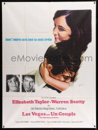 2p817 ONLY GAME IN TOWN French 1p '69 different art of Elizabeth Taylor & Warren Beatty by Grinsson