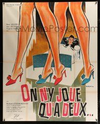 2p818 ONLY TWO CAN PLAY French 1p '62 different Marty art of Peter Sellers in bed & sexy legs!