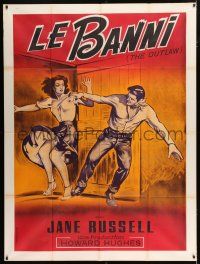 2p823 OUTLAW French 1p R60s different art of sexy Jane Russell & Jack Buetel, Howard Hughes
