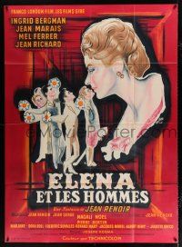 2p826 PARIS DOES STRANGE THINGS French 1p '57 Jean Renoir, different Peron art of Ingrid Bergman!