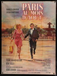 2p829 PARIS IN THE MONTH OF AUGUST French 1p '66 Jean Mascii art of Aznavour & Hampshire running!