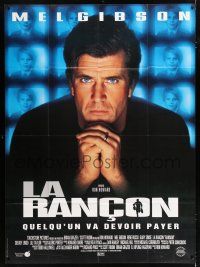 2p857 RANSOM French 1p '96 great close image of Mel Gibson, directed by Ron Howard!