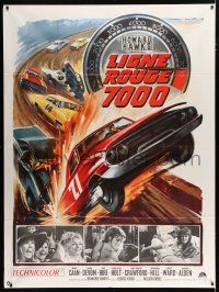 2p861 RED LINE 7000 French 1p '65 Howard Hawks, best different car racing art by Roger Soubie!