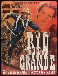 2p871 RIO GRANDE French 1p R60s Faugere art of John Wayne & Maureen O'Hara, directed by John Ford!
