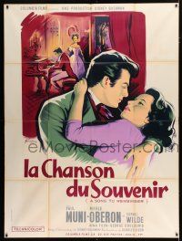 2p908 SONG TO REMEMBER French 1p R50s romantic art of Cornel Wilde & Merle Oberon by Grinsson!