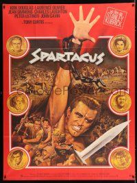 2p912 SPARTACUS French 1p R60s classic Stanley Kubrick, art by Thos with stars on gold coins!