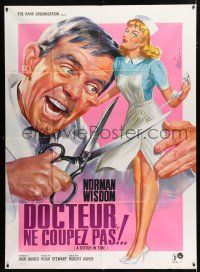 2p924 STITCH IN TIME French 1p '63 wacky Jean Mascii art of Norman Wisdom w/scissors & sexy nurse!