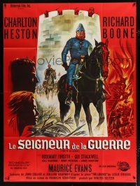 2p978 WAR LORD French 1p '66 different art of Charlton Heston on horseback by Guy Gerard Noel!