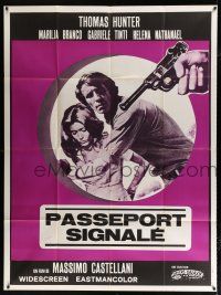 2p982 WEB OF DECEPTION French 1p '71 Il sorriso del ragno, art of man protecting woman from gun!