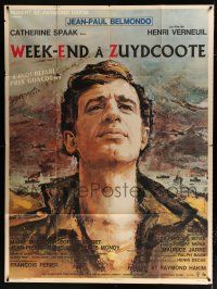 2p983 WEEKEND AT DUNKIRK French 1p '65 different Ferracci art of Jean-Paul Belmondo in WWII!