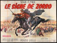 2p348 SIGN OF ZORRO French 4p '63 different art of masked Sean Flynn on horse by Jean Mascii!