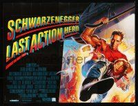 2p342 LAST ACTION HERO French 8p '93 cool artwork of Arnold Schwarzenegger by Morgan!